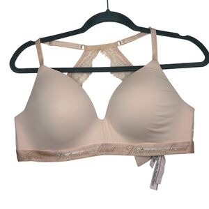 Victoria's Secret Pink T-Shirt Lightly Lined‎ Wireless Lace Bra 32DDD Pink